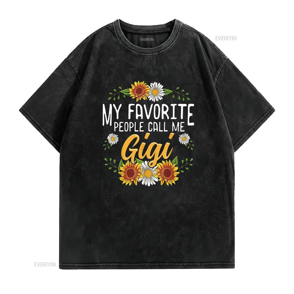 Womens My Favorite People Call Me Gigi T Shirt Mothers Day s Black 2XL vintage Washed homme Soft graphic Slightly Unisex