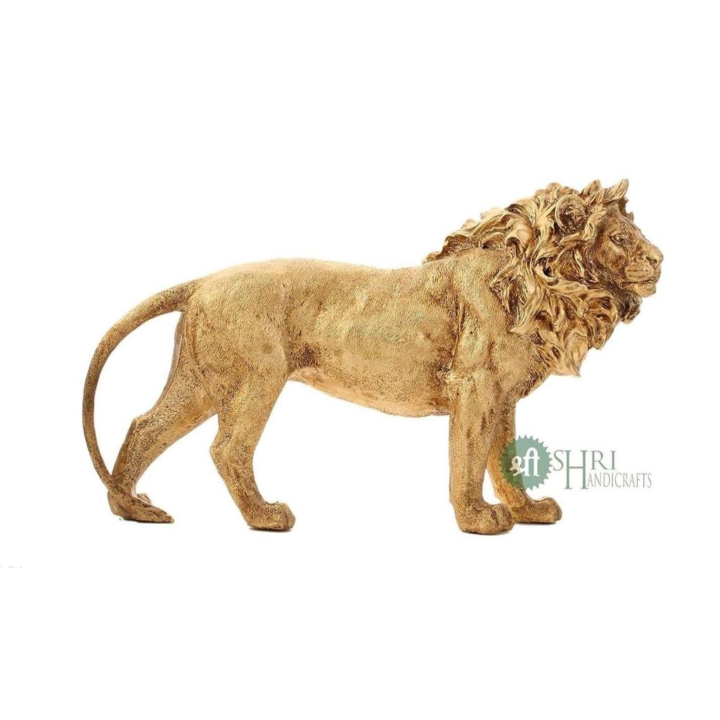Resin 7" Animal Lion Sculpture Statue Handcrafted Decorative Showpiece Idol for Home & Office Decor Figurine (Brown)