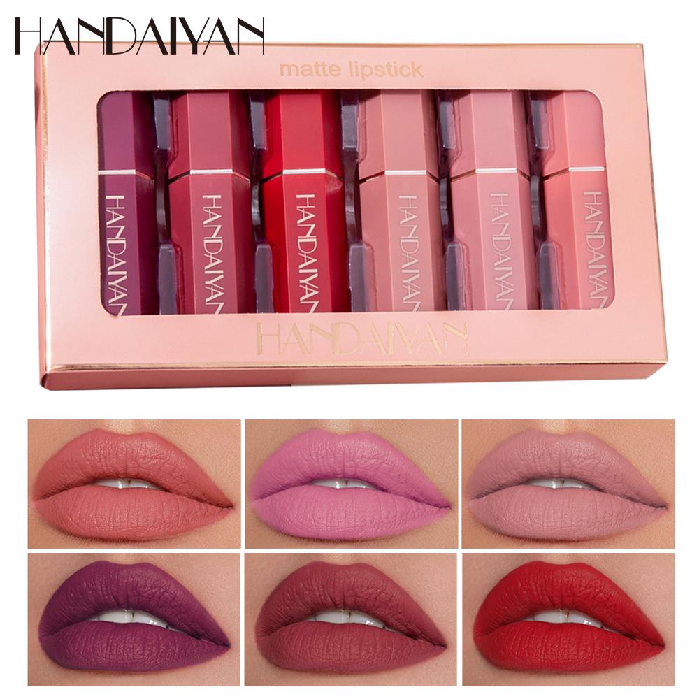 Rossetto antiaderente per labbra sexy in velluto opaco lucidalabbra 6 pezzi/set