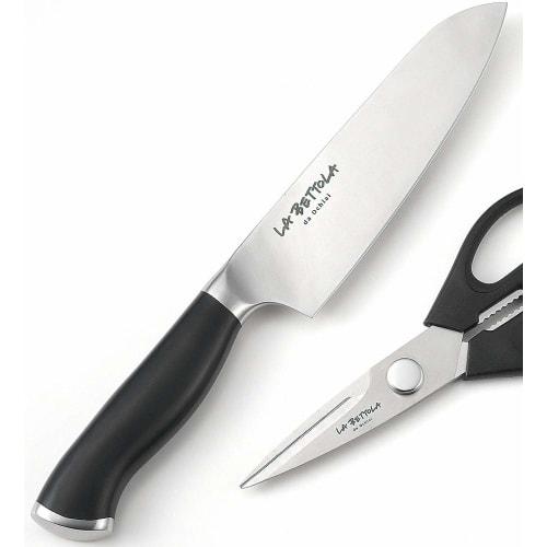 Tamahashi La Bettola Santoku Knife & Kitchen Scissors LB-254 Black