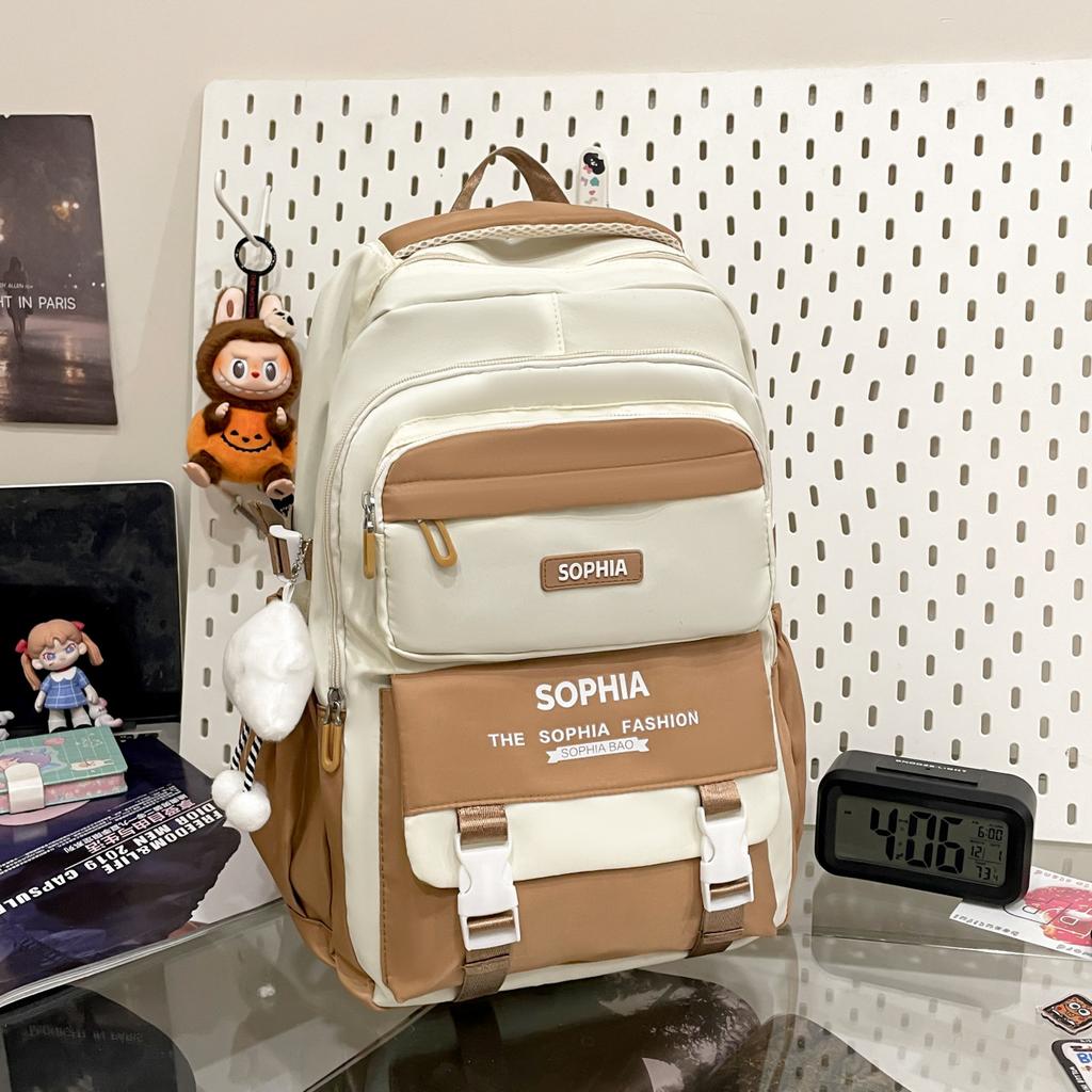 Schoolbag new large-capacity ridge protection student schoolbag simple leisure backpack outdoor travel commuting light burden reduction backpack