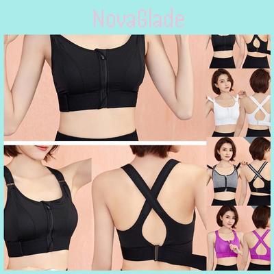 Soutien-gorge de sport rembourré sans coutures pour femme à impact élevé avec fermeture éclair sur le devant et bretelles réglables