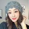 Women's Fashion Hollow Spring and Summer Hat Breathable Lace Thin Headscarf Knitted Slouchy Head Hat Hair Covering Hat