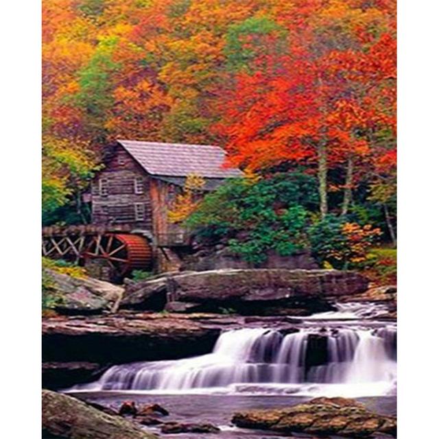 DIY Diamond Painting Landscape 5D Waterfall Art Picture Full Round Mosaic Home Decoration Gift