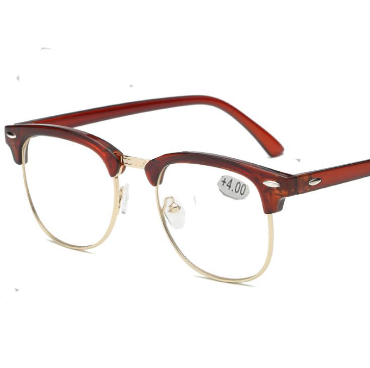 Metal Half Frame Reading Glasses Presbyopic Male Female Far Sight Glasses With Strength +0.5 +0.75 +1.0 +1.25 To +4.0