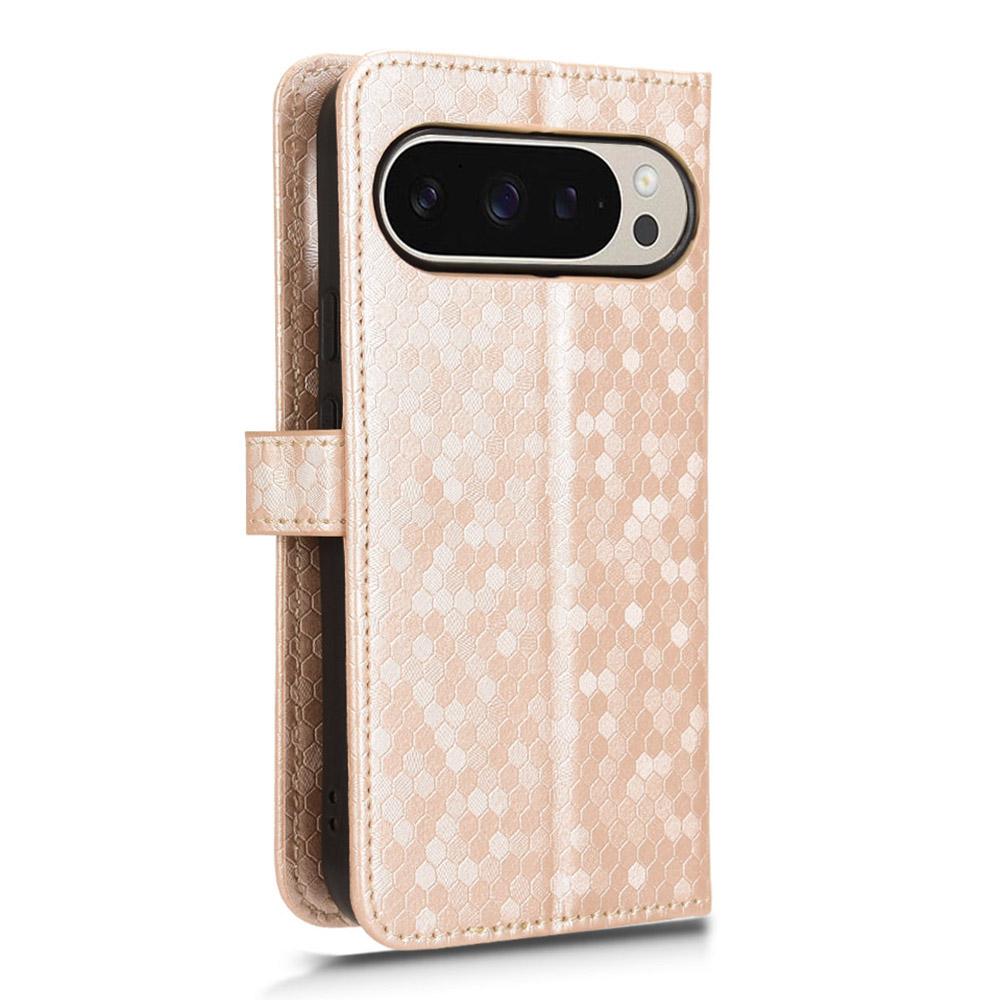 For Google Pixel 10 Pro XL Wallet Case Dot Pattern Imprint PU Leather Phone Cover with Wrist Strap