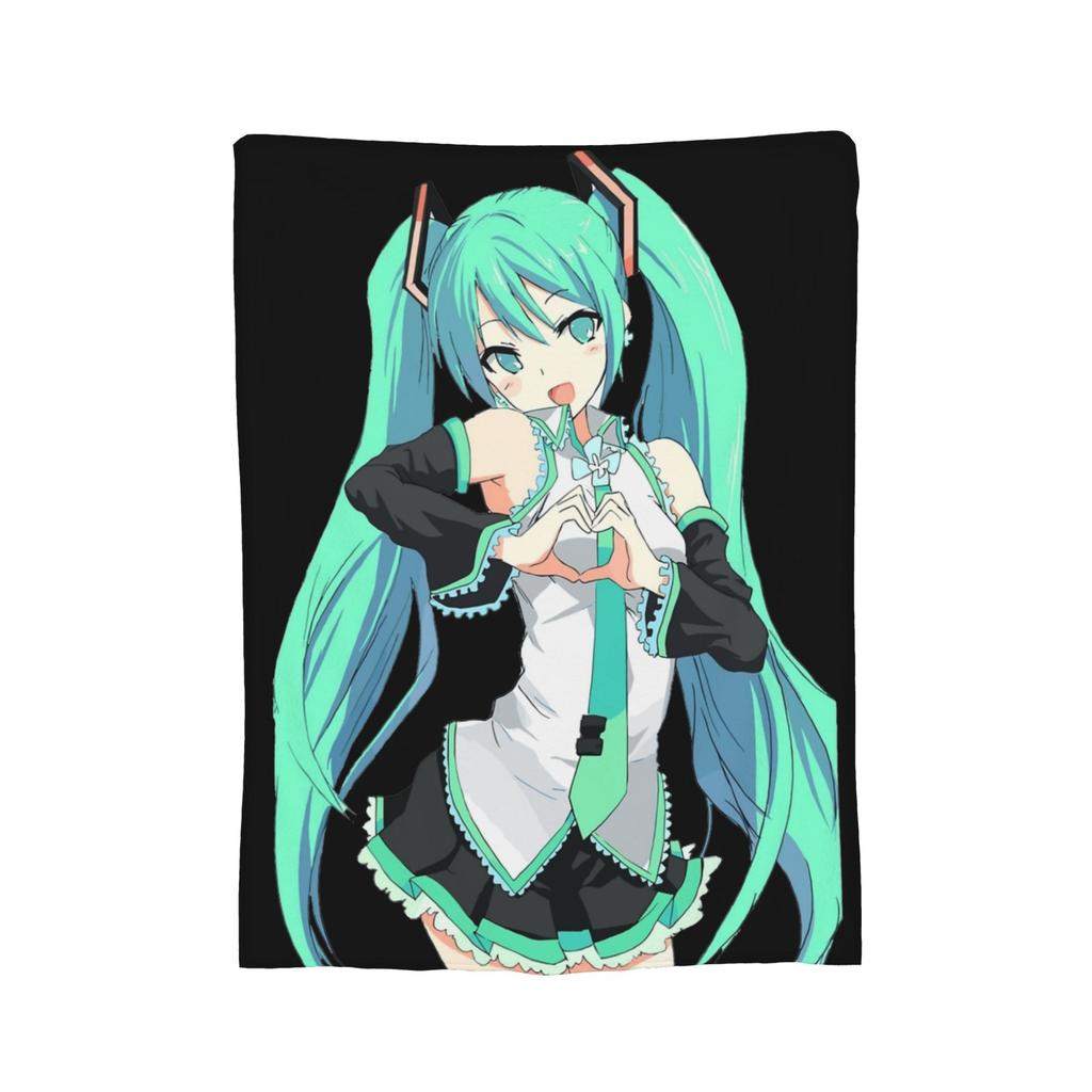 Hatsunes Mikus Vocaloid Blankets Anime Style Flannel Novelty Breathable Throw Blankets for Chair Covering Sofa Autumn/Winter,