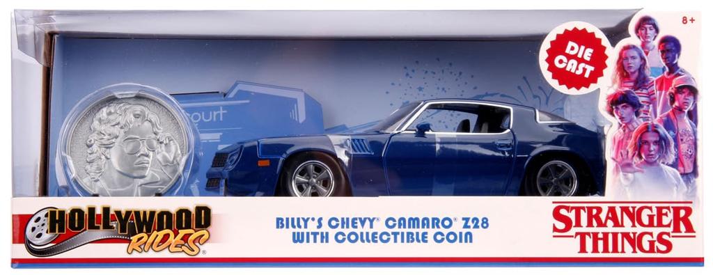 Kyosho Jada Toys Hollywood Rides Series 1/24 Chevy Camaro Blue (Stranger Things Billy) with Medal, Finished Model, JADA31110
