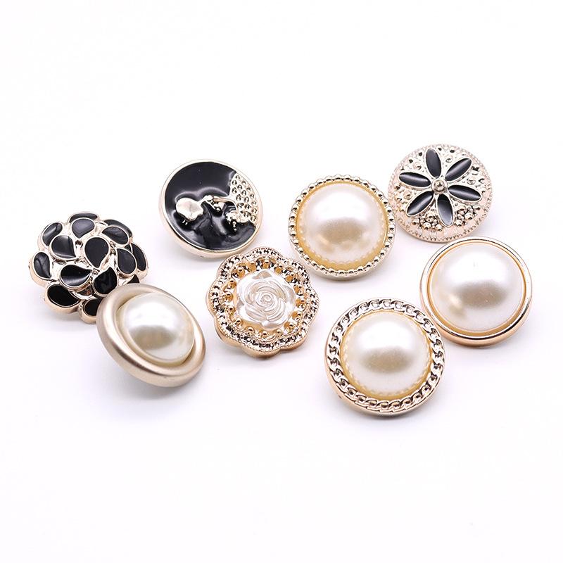 High-End Pearl Plastic Buttons, Women'S Clothes Coat Coat Buttons, Versatile Oil Round Decorative Buttons