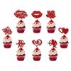 Happy Valentine's Day Cupcake Glitter Love Lips I Love Is My Cupcake Valentine's Day Choice Theme Wedding Party Cake Decoration Red Supplies