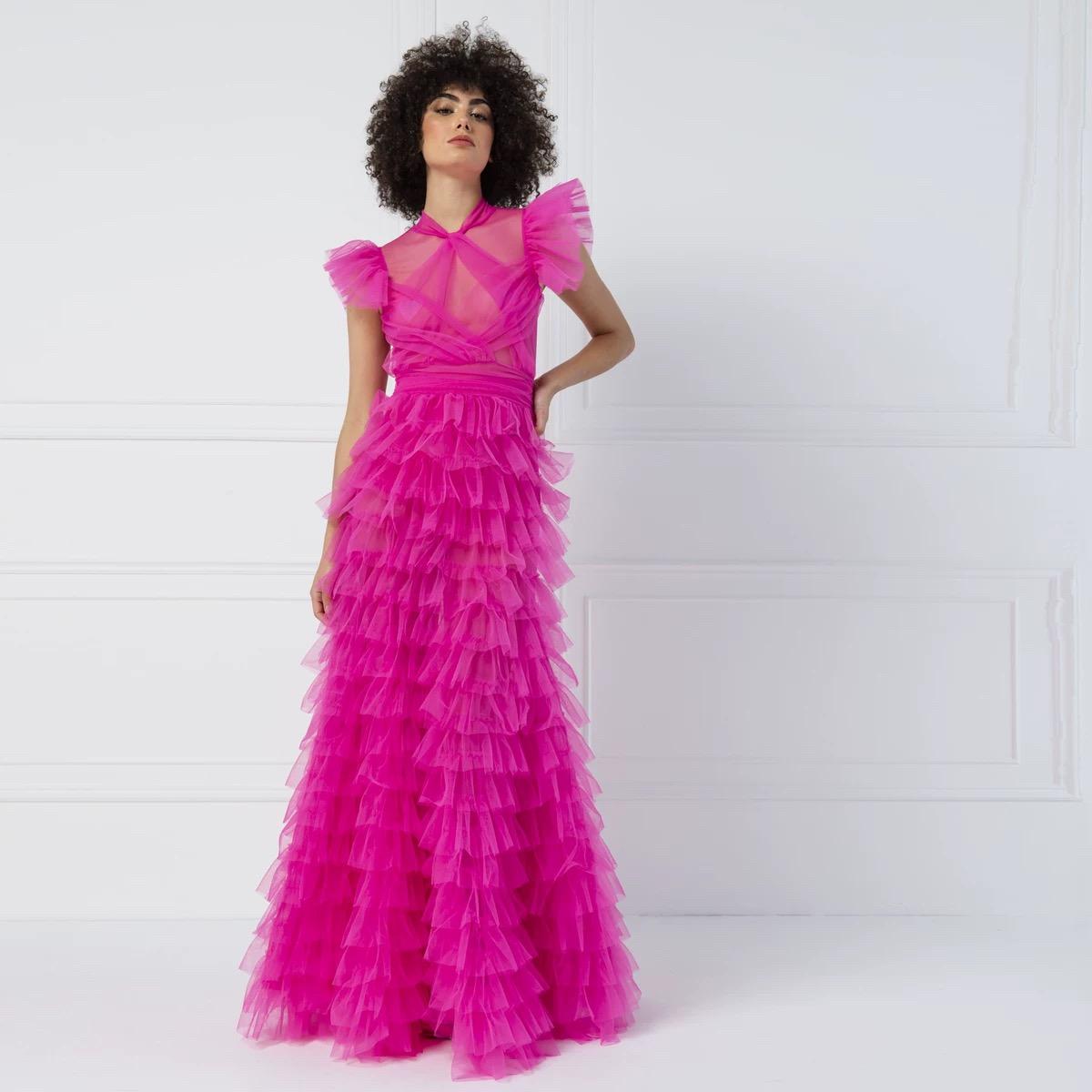 Винтажное базовое платье с круглым вырезом и коротким рукавом — фото 5