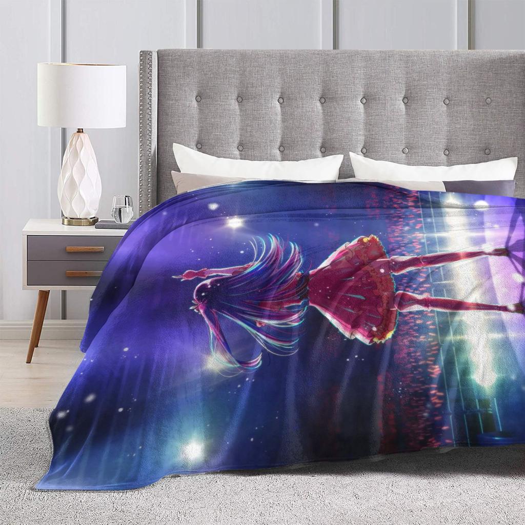 Warm Soft BlanketKids Adult Camping Oshi No Ko Anime Throw Blanket Flannel Bedspread For Couch Chair Comfortable Sofa Bed Cover
