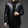 Men's Faux Leather Fur-Lined Hooded Winter Jacket
