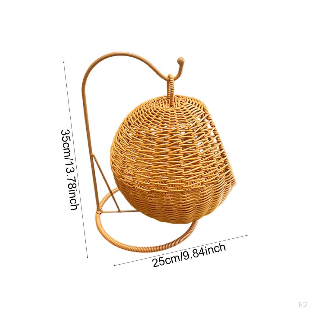 Hand Woven Basket Fruit Hanging Kitchen Counter Organizing Creative Holder