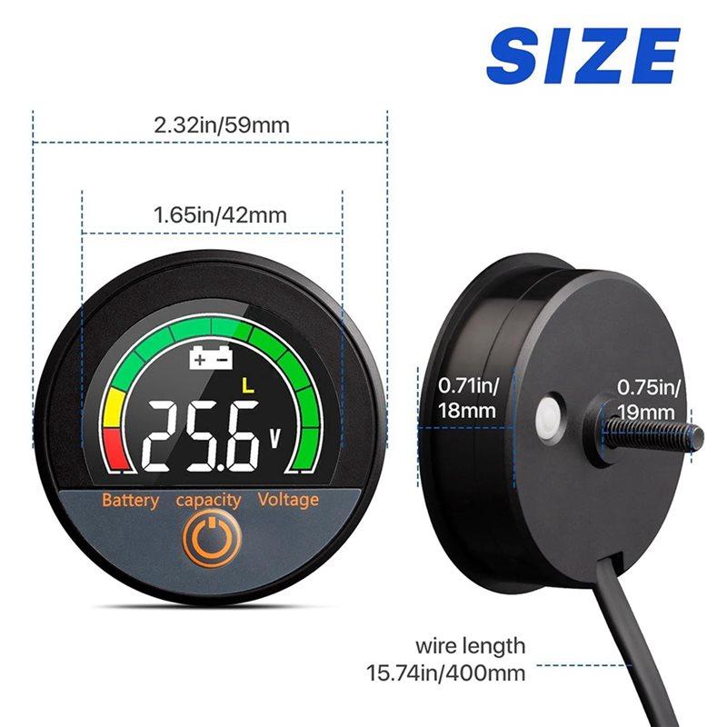 4X 12V 24V 48V 60V 84V IP67 Battery Capacity Voltage Meter With Backlight LCD And Low-Voltage Alarm For Lithium