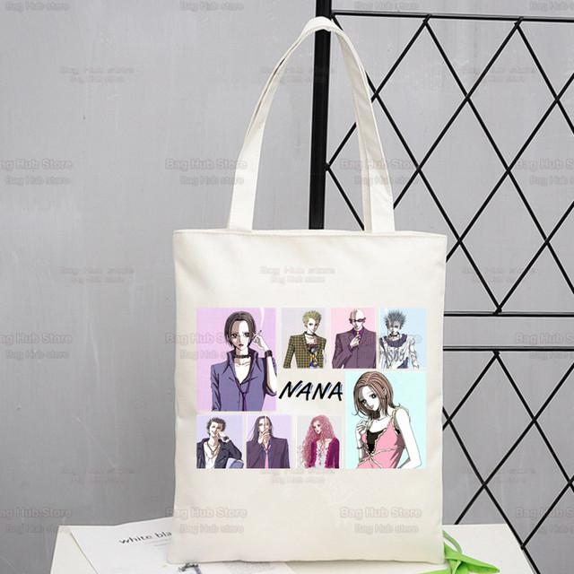 Nana Osaki Anime Women Package Canvas Bag Manga Komatsu Nana Handbags Shoulder Bags Casual Black Stones Shopping Girls Handbag