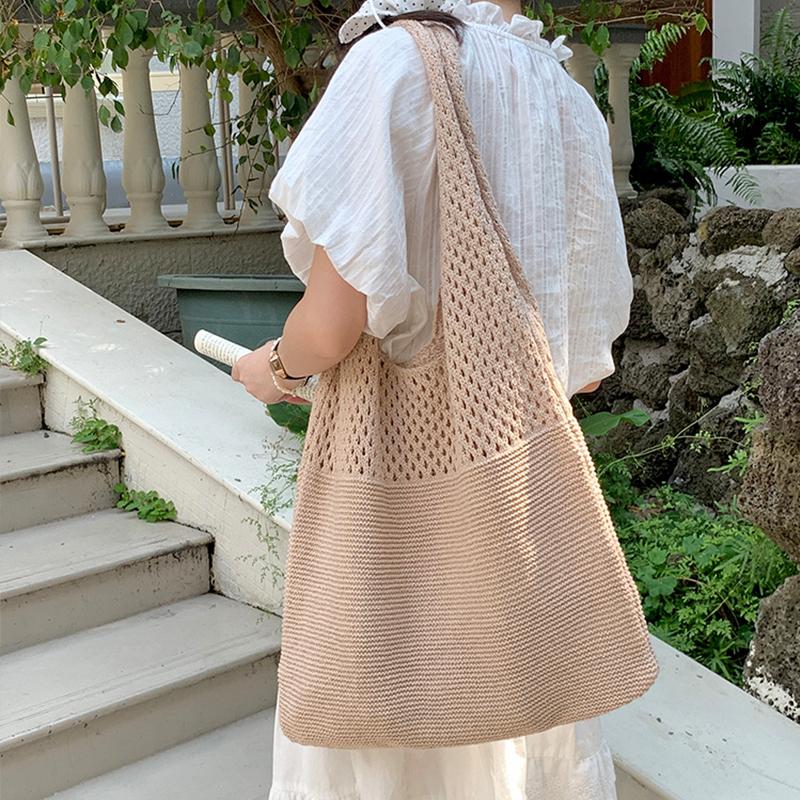 Sacs à main tricotés de créateur Totes grande capacité Femmes Pack Sac de plage d'été Grands sacs à main Sacs à bandoulière tissés creux décontractés