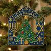 Christmas Tree Acrylic Ornament Menorah Classic Flat 2D Acrylic Hanukkah Pendant for Christmas Tree for Windowsill Door Wall