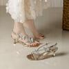 Fashion Beautiful New Summer Diamond Butterfly Light Luxury Sandals Women's High Fashion All-matching Medium Heels