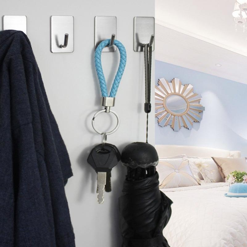 High Capacity Adhesive Holders for Bathroom Kitchen Rustproof Stainless Steel Wall Hangers Towel Organizers