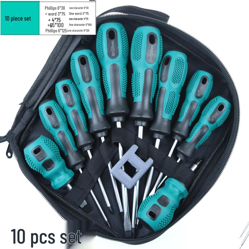 9-Piece Magnetic Crosshead & Slotted Screwdriver Set with Tool Bag