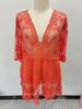 Stylish V-Neck Lace Embroidered Bikini Cover-up with Sun Protection