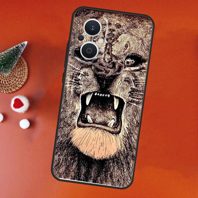 Ferocious Lion Case For OPPO Find X9 X5 X6 X8 Pro OPPO Reno 14F 13F 12F 11F 10 12 13 14 Pro 7 8 Lite Cover