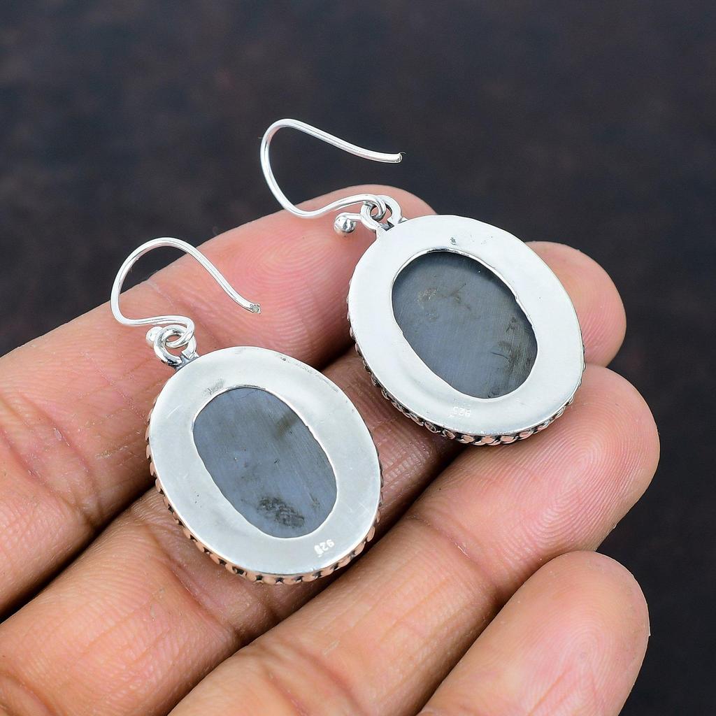 Shungite rough earrings gemstone earring 925 sterling silver earring antique vintage earring handmade jewelry dangle earrings gifts for her