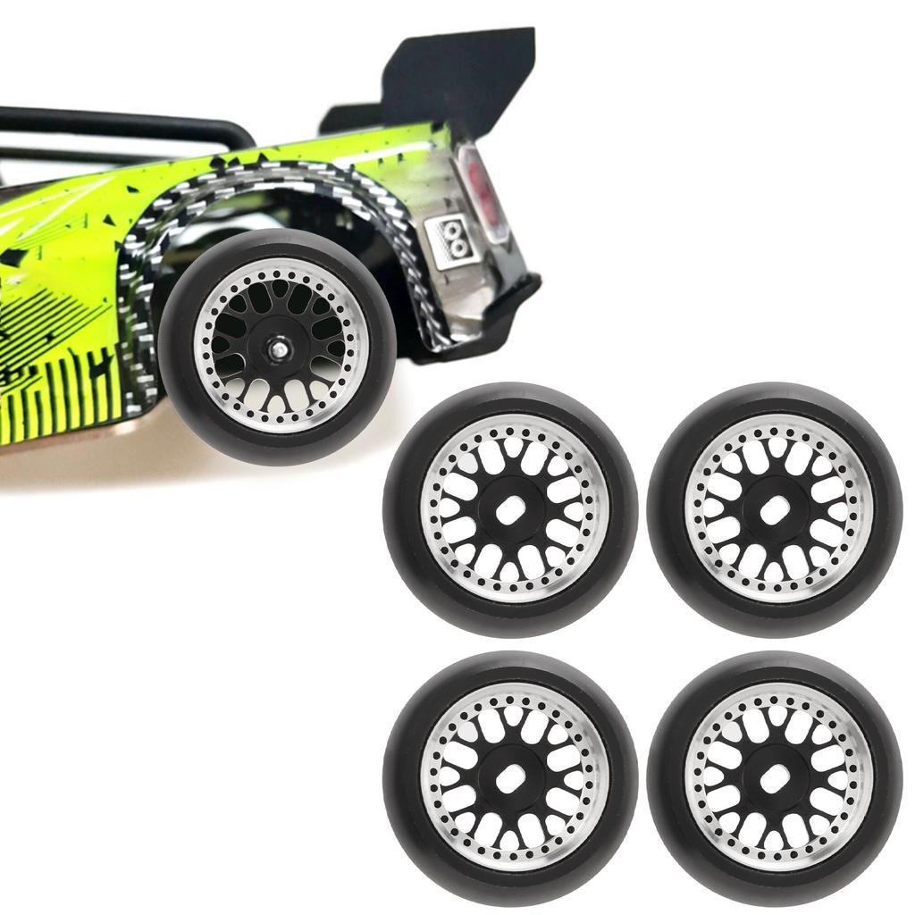 4pcs RC Drift Tire Aluminum Alloy Stable Flexible Drift Car Tyre for   1Celsius28 RC Car