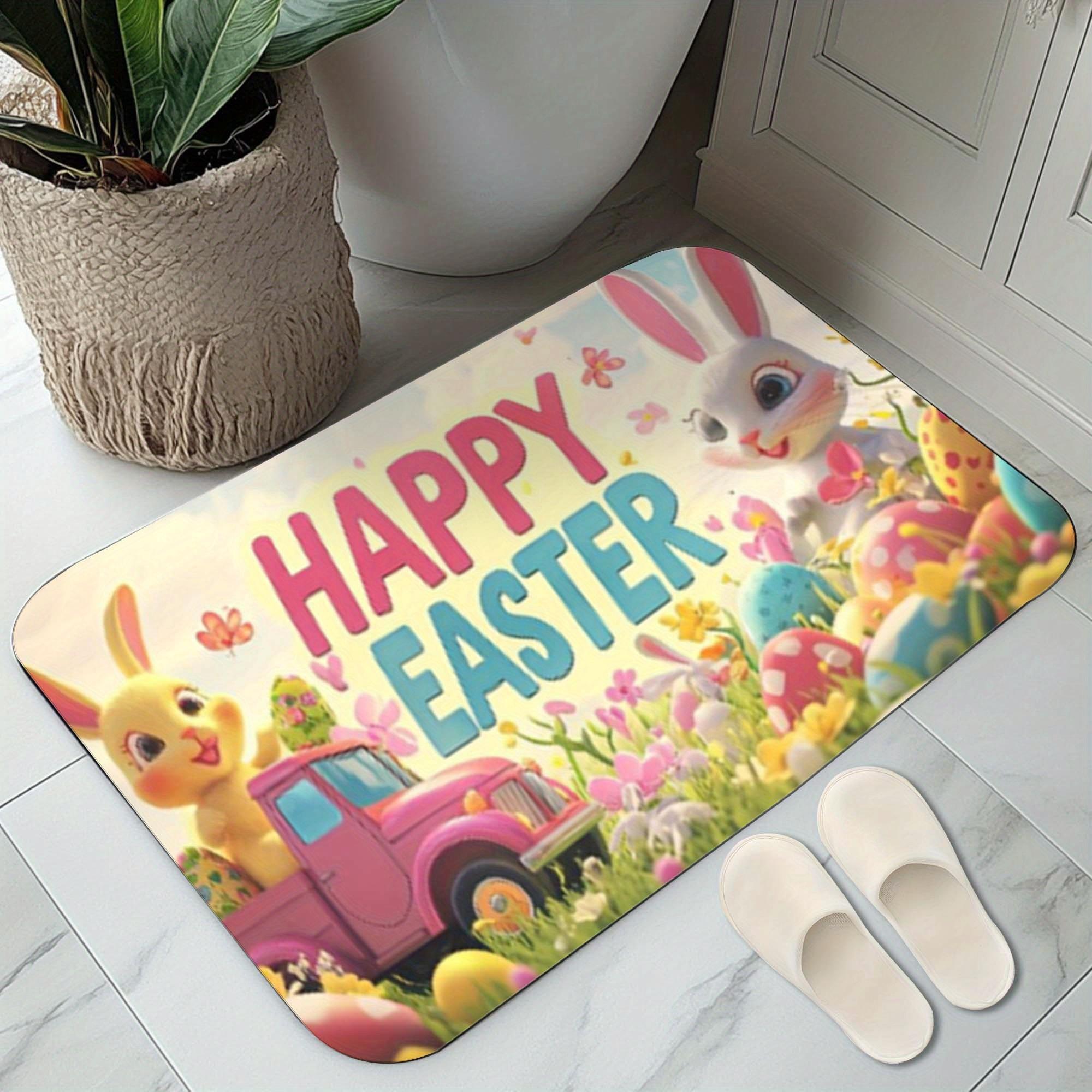 

Easter Gnome Carpet Mat Rug with Bunny Ears Carrot Butterfly Home Decoration for Living Room Floor Mat Door Mat Welcome Mat 50X80cm