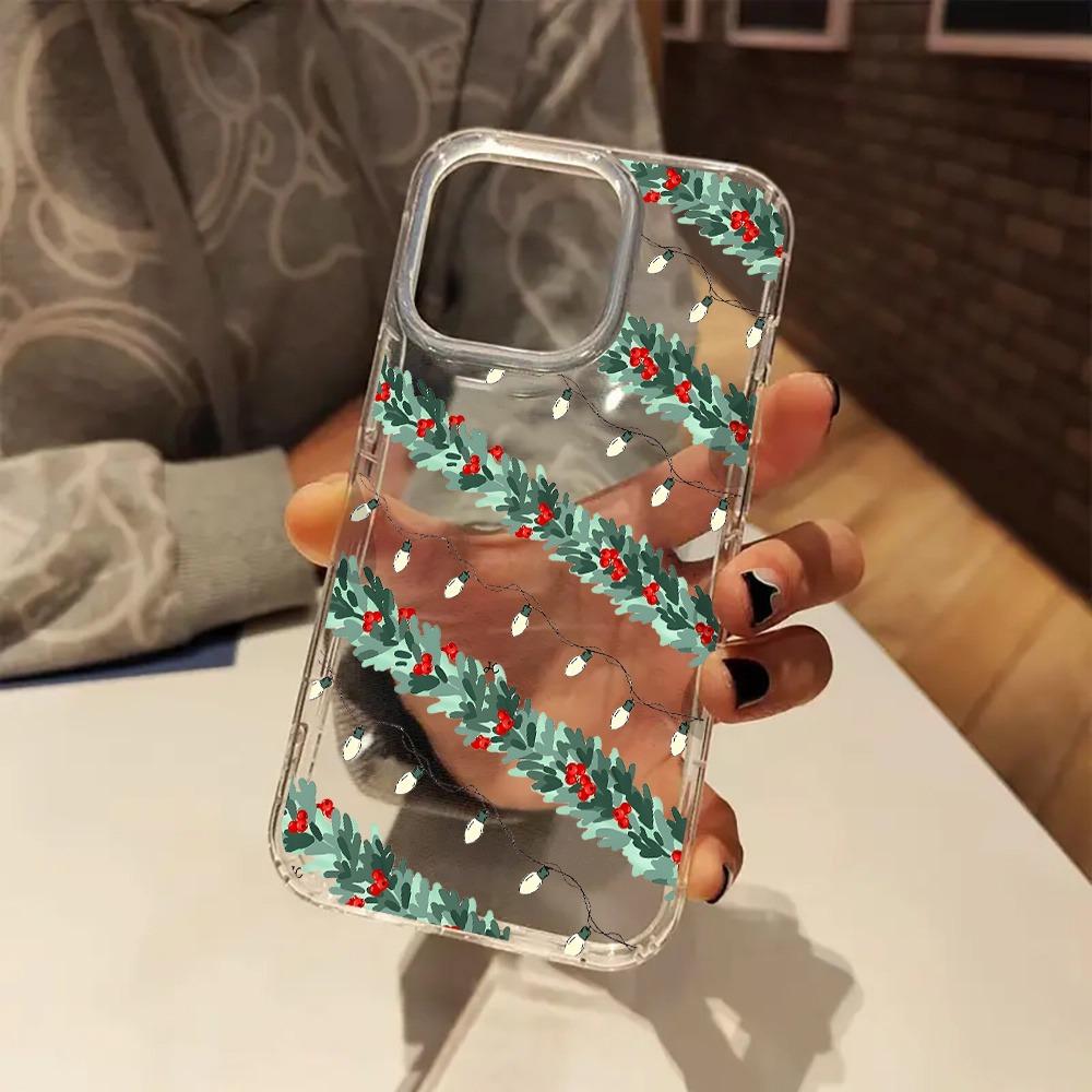 

Милое Рождественское Украшение Красивый Прозрачный Чехол для Телефона для iPhone 17 16 11 14 15 Pro Max 7 8 Plus XR XS X Прозрачная Крышка iPhone SE (2020)