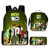 Less Hacker Backpack Ben 10 Student School Bag Anime Cartoon Backpack Lunch Bag Satchel Pencil Case