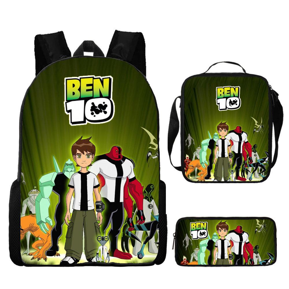 Less Hacker Backpack Ben 10 Student School Bag Anime Cartoon Backpack Lunch Bag Satchel Pencil Case