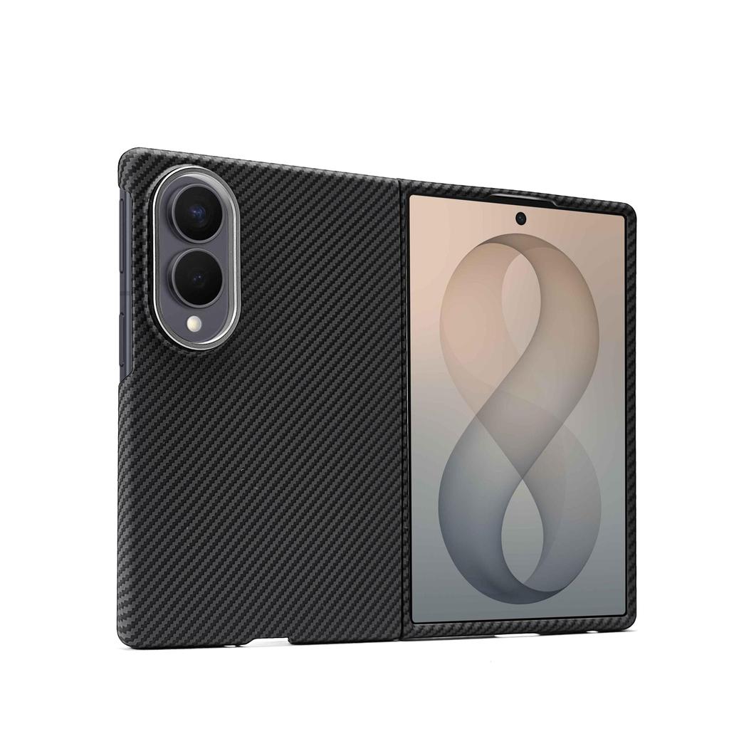 Affärs 600D Kolfiber Kevlar-textur Premium PC-telefonskyddsfodral för Samsung Galaxy Z Fold 8 Tunt Slim Magnetisk laddning Telefonfodral