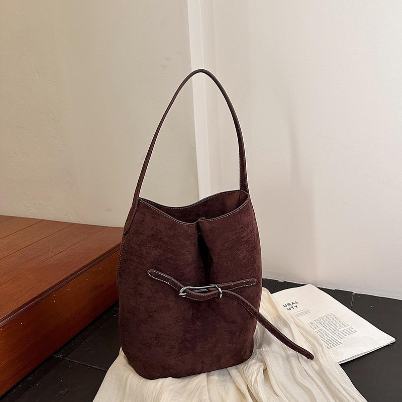 

Autumn Winter Women s Soft Leather Tote Bag Large Suede Leather Commuter Bag Fashion Silver Buckle Shoulder Bags Crossbody Bag