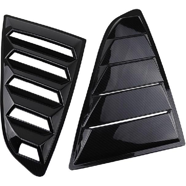 Rear Quarter Window Louvers Scoops Spoiler Car Tunning Panel Side Air Vent Cover Compatible For Ford Mustang 2015 2016 2017 2018 2019-2023(Shiny