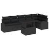 Ensemble de 7 Canapés de Jardin avec Coussins en Rattan Noir, Canapé 2 places avec Rangement &amp; Coussins en Rattan Noir 3357396