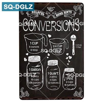 SQDGLZ Hand Painted KITCHEN Metal Sign Bar Wall Decor Tin Sign Vintage Home Decor Painting Plaques Art Blackboard Poster