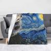 Starry Night Opossum Van Gogh Possum Funny Rodent Blankets Breathable Soft Throw Blanket for Bed Outdoor Plush Thin Quilt
