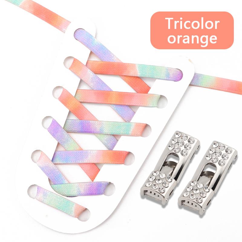 Diamond Cross Lock Shoelaces Rainbow Elastic Flat Laces Sneakers Without Ties Kids Adult No Tie Shoe Laces Rubber Bands Shoelace