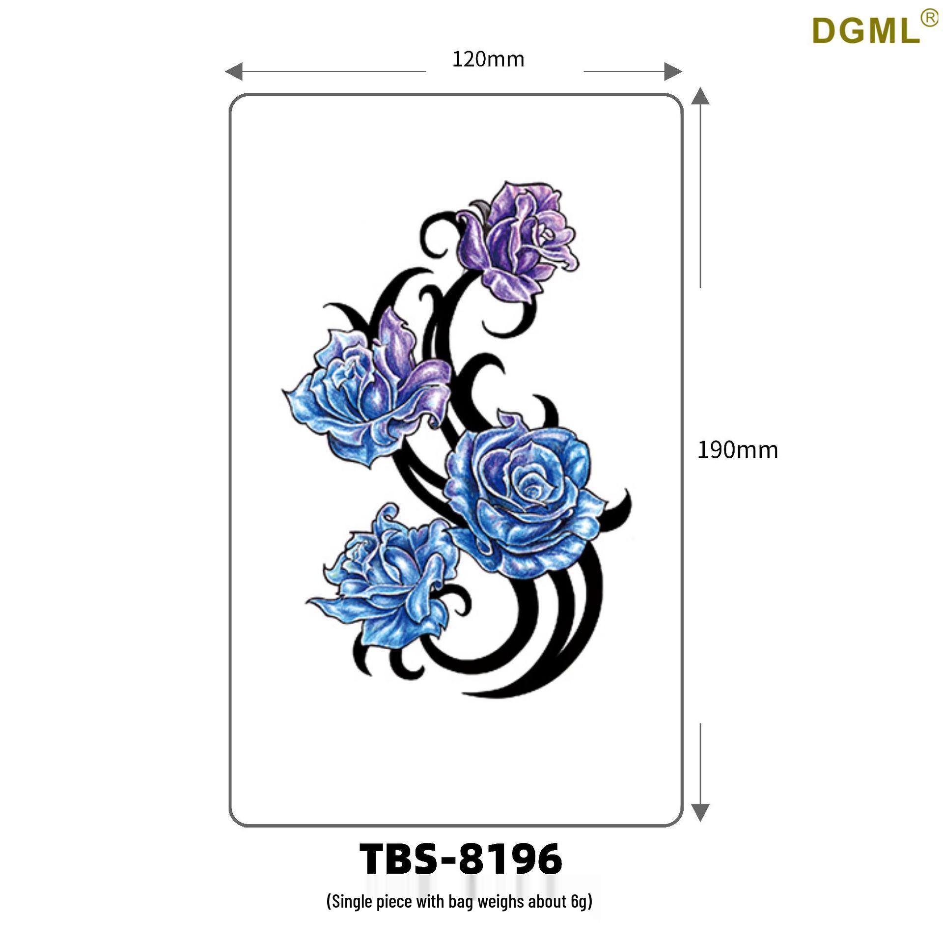 Waterproof Flower & Letter Full Arm Tattoo Sticker - European/American Style, Hot Stamping, Full Back Design 19*21CM