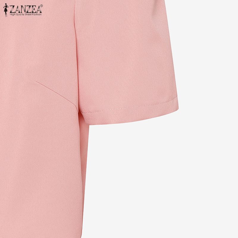 ZANZEA Women Casual Short Sleeve Blouse and Short Skirts Elegant Two Piece Suit Sets