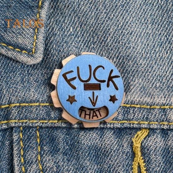 

Деревянная брошь с вращающимся ругательным принтом, интерактивное эмоциональное выражение, новинка, булавка для одежды для вечеринки и клуба, унисекс, воротник, пальто, ювелирные изделия красный