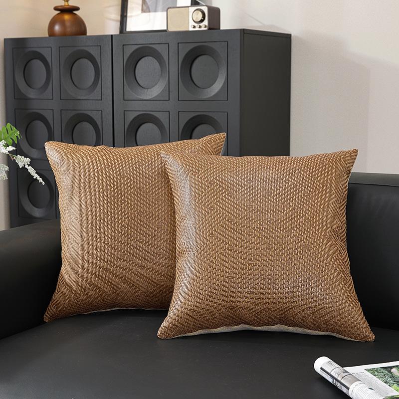 2026 Summer Rattan Mat Cushion & Cooling Pillow Cover - New Chinese Style (Pillow Insert Not Included) for Bedside, Sofa, Office Use.
