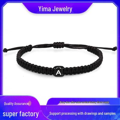 Pulsera Tejida Ajustable con Inicial de Acrílico para Parejas