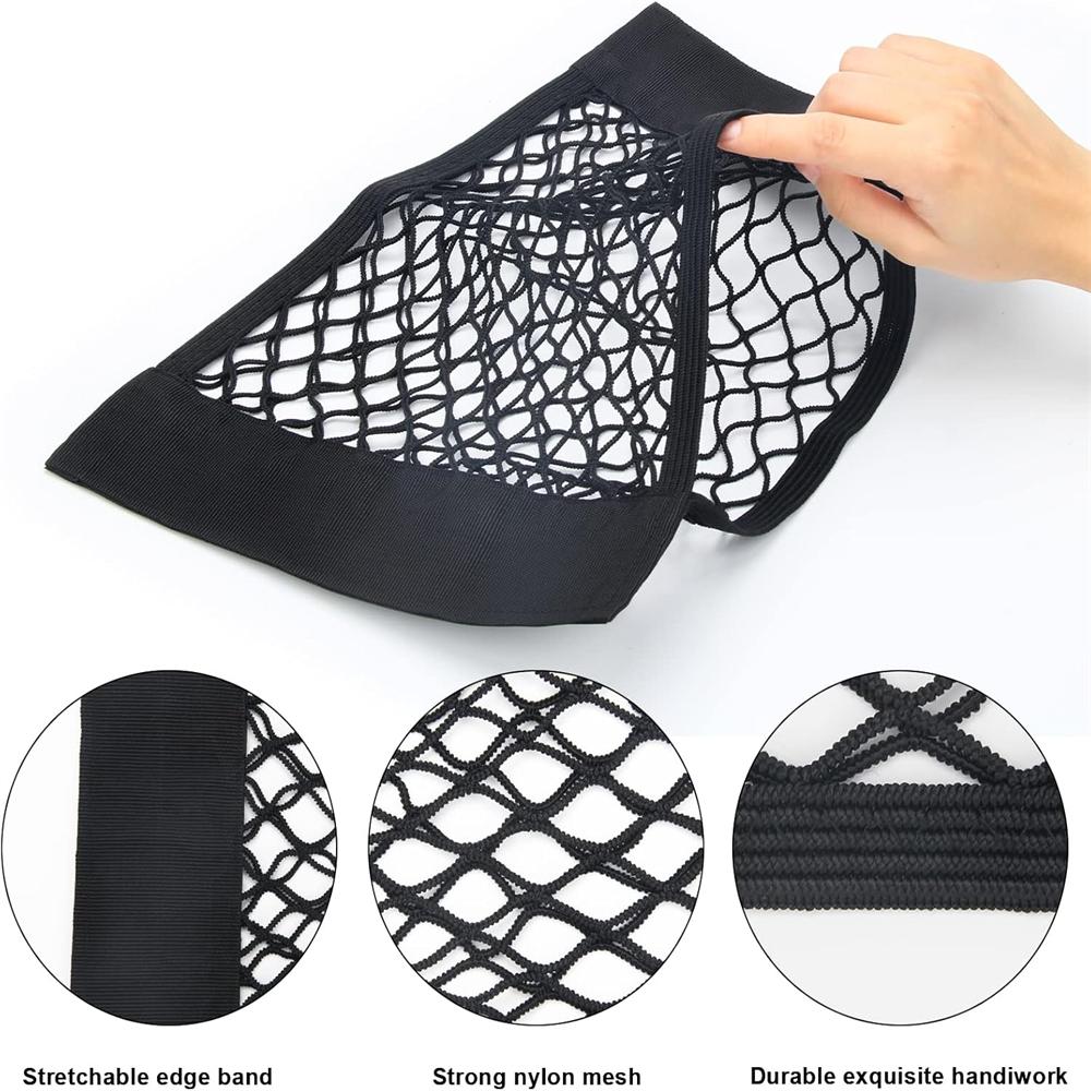 4 Pack,Universal Car Pouch Mesh Ceiling Netting Storage Auto Wall Sticker Net Pocket Elastic Trunk Organize Bag Black Load Cargo Mesh Storages Holder