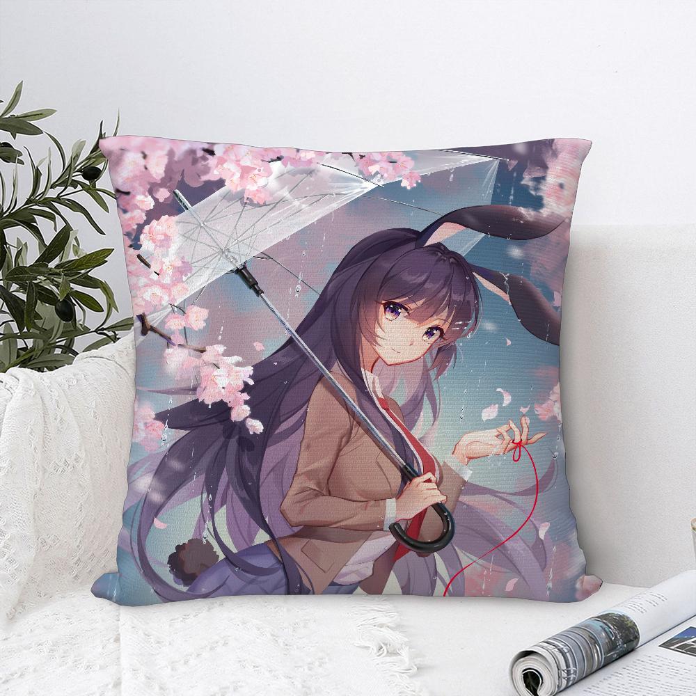 Mai S-Sakurajima Anime Pillow Case Sofa Decorative Home Double-sided Print Plush Square Throw Pillow Covers Cushion Decor Cover