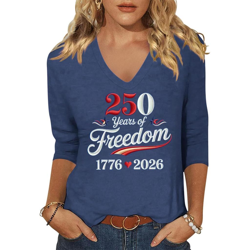 Women's Fashion Casual Independence Day Print Top