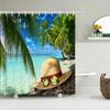 Seaside Scenery 3d Printed  Polyester Shower Curtain Wooden Bridge Nature Fabric Waterproof Bathroom Curtain for Bathtub