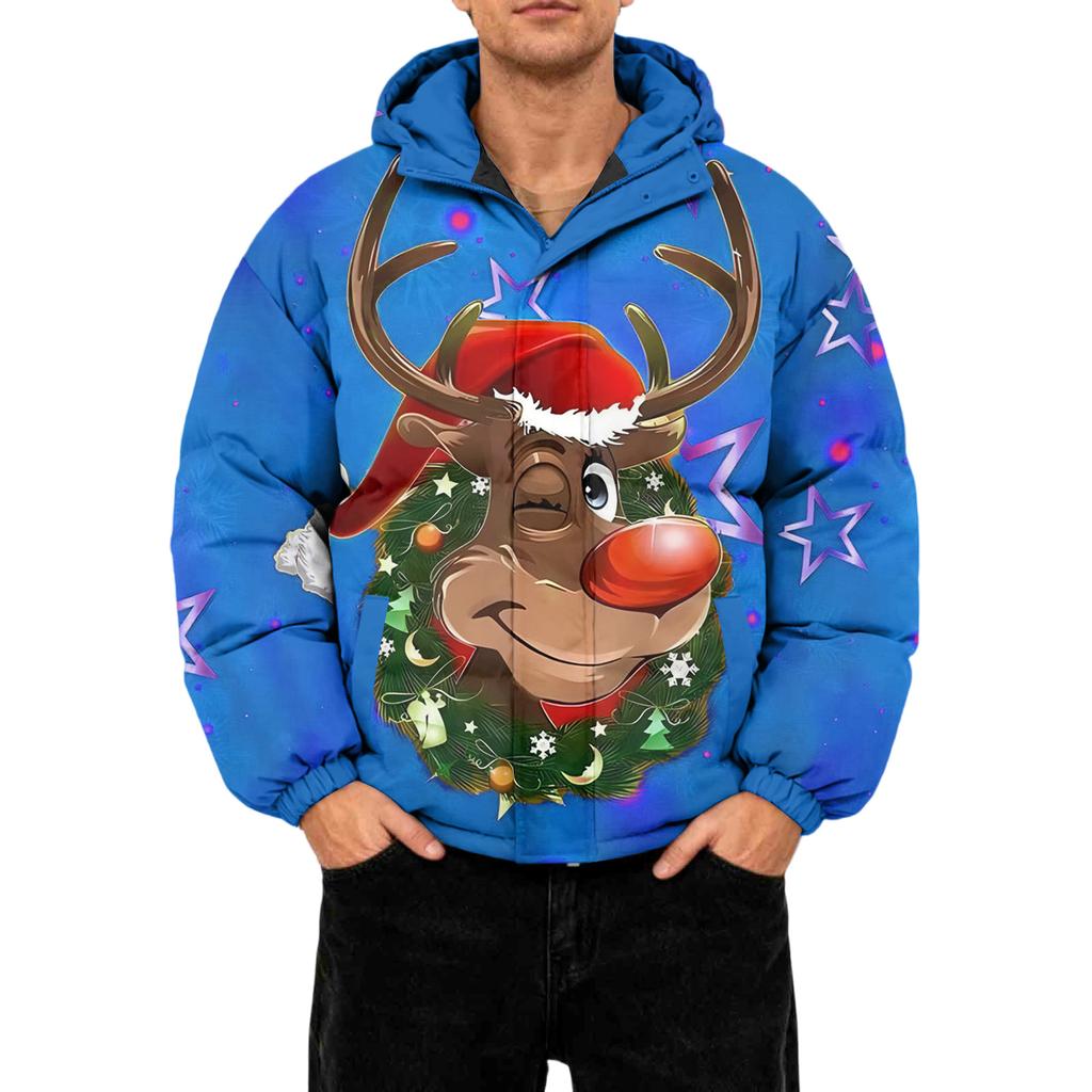 Men's Oversized Casual Down Jacket With Long Sleeves And Hood